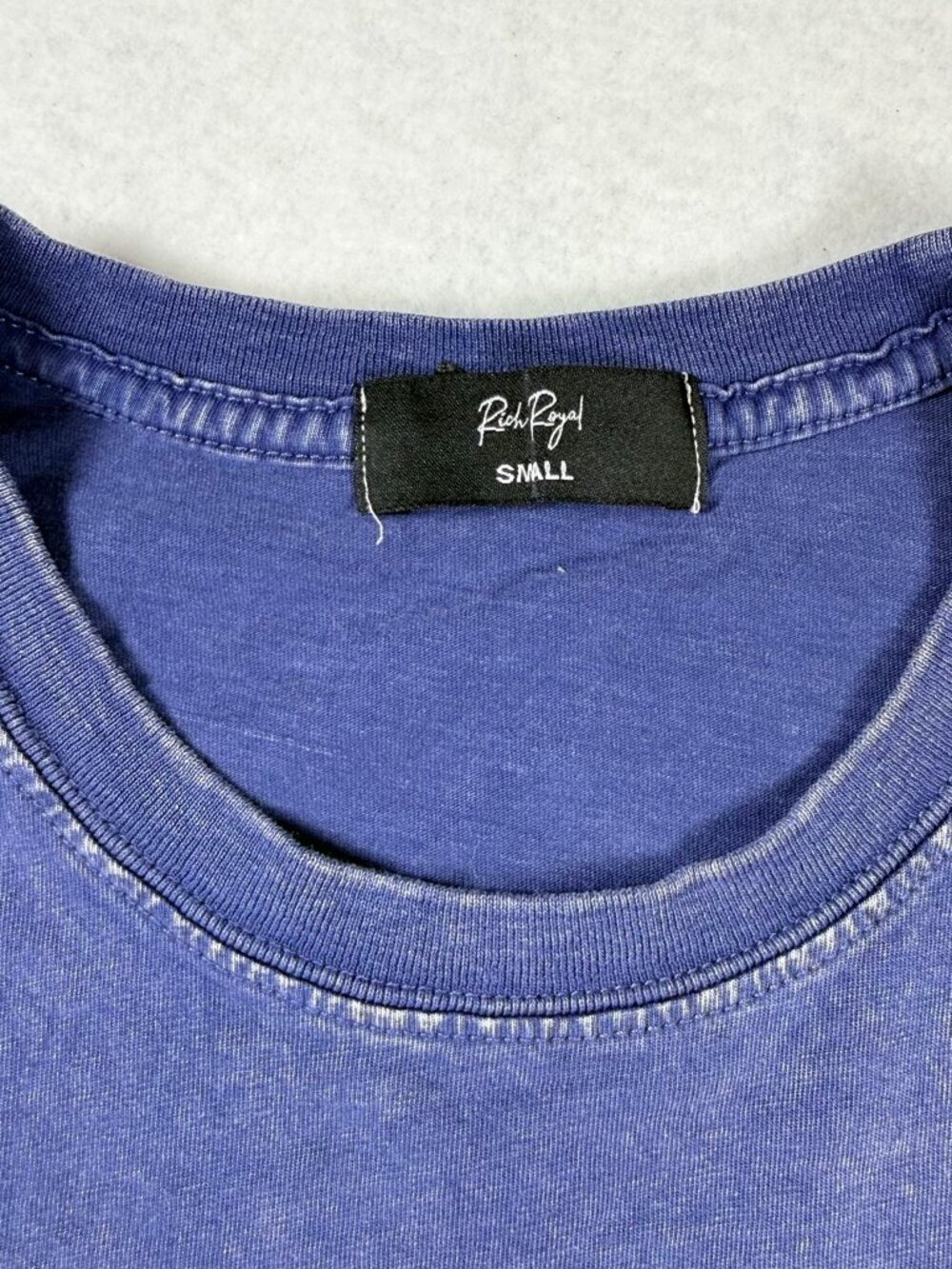 Rich Royal S Blue Washed Graphic Tee Y2K 90s Retro Streetwear T Shirt - Picture 7 of 8